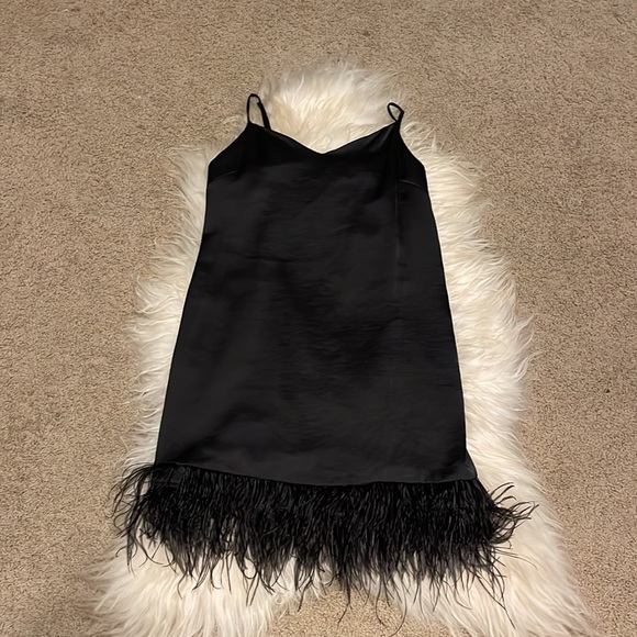 Secret Mission Black Bailey Dress with ostrich fur lining NWT - Picture 4 of 10